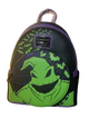 Backpack with green face design on a white background