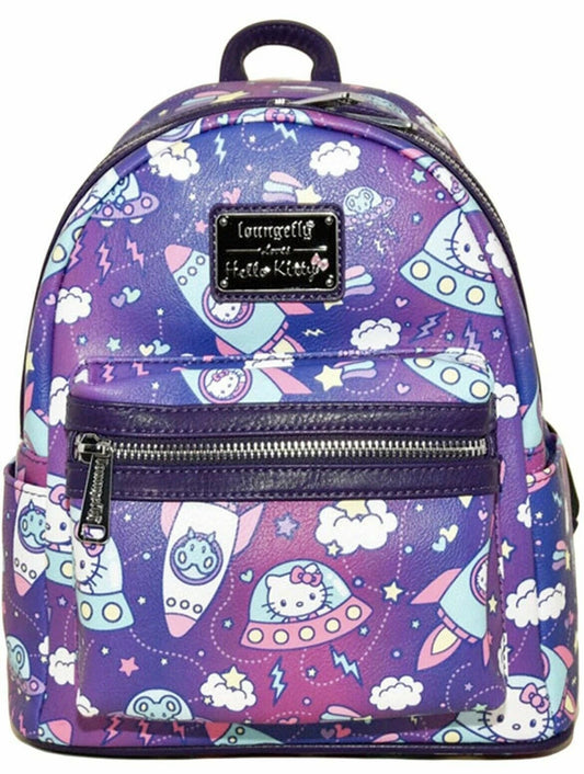 Hello Kitty Pink & Purple Spaceship Allover Print Mini Backpack