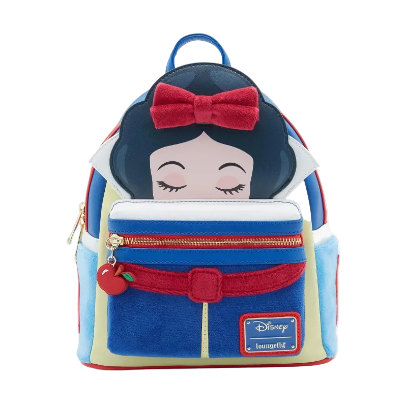 Backpack designed like Snow White from Disney on a white background