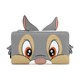 A gray zip-around wallet designed like a cartoon animal face, featuring large eyes, tan cheeks, and pink inner ears, shown on a plain white background.